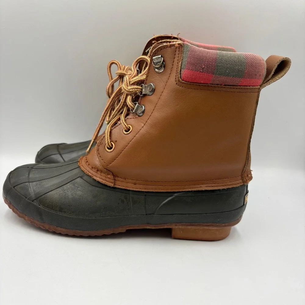 Rod & Gun Duck Boots Mens Brown Green Thinsulate Plaid VTG Insulated Rain Snow